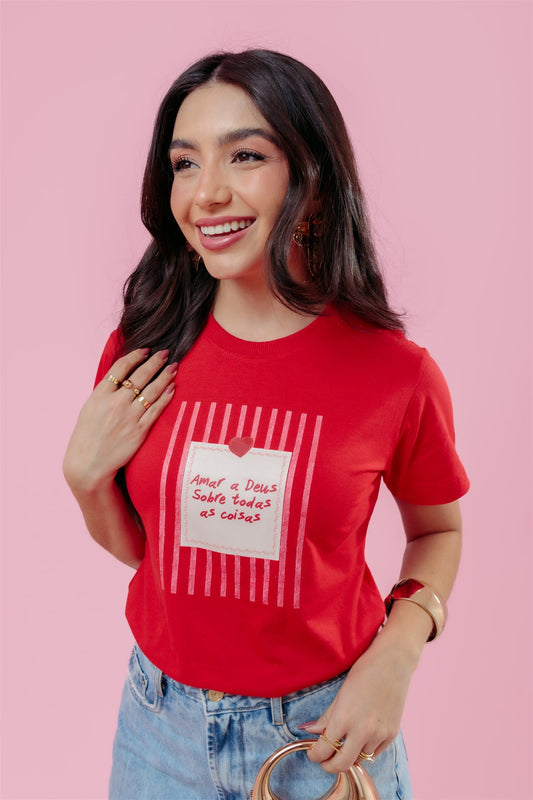 T-Shirt - Amar a Deus - Vermelho