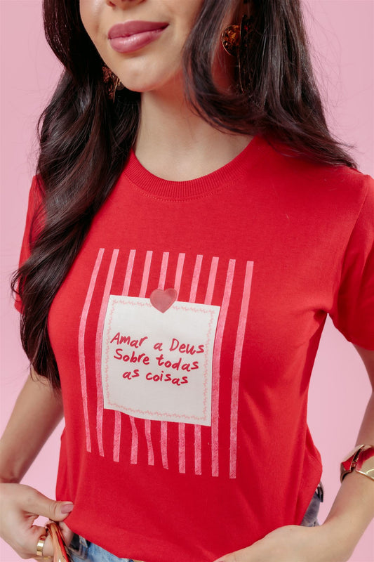 T-Shirt - Amar a Deus - Vermelho
