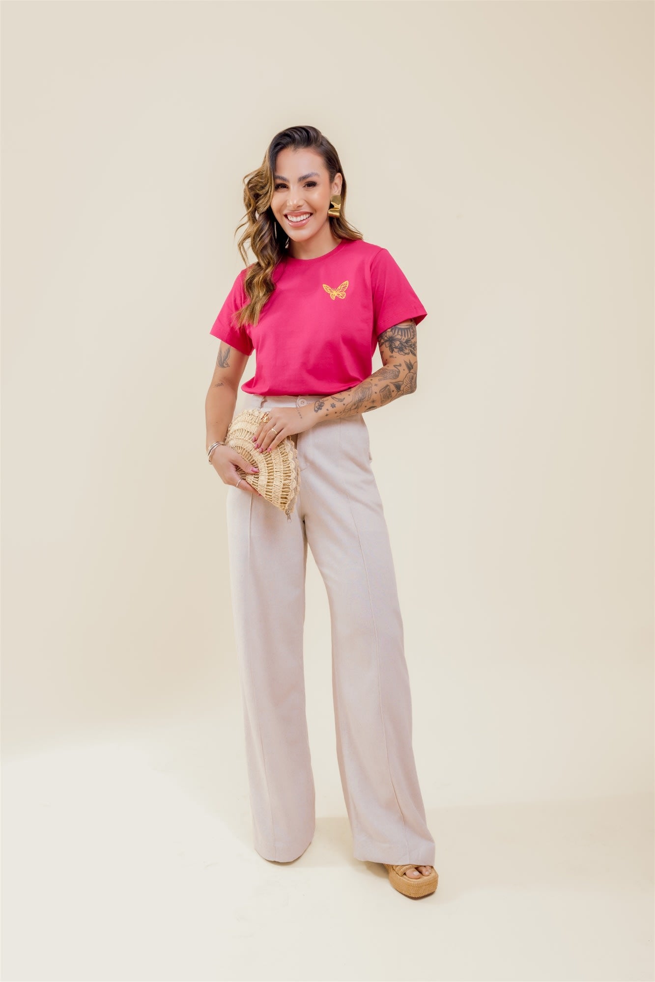 T-Shirt - Vivendo pela graça - Rosa Pink