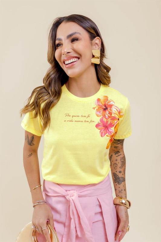 T-Shirt - Pra quem tem fé - Amarelo