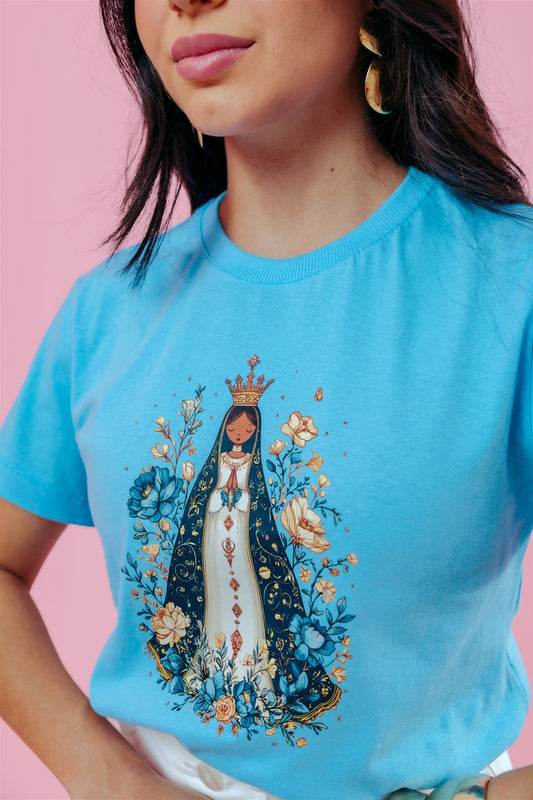 T-Shirt - Nossa Senhora Aparecida - Azul Bebê