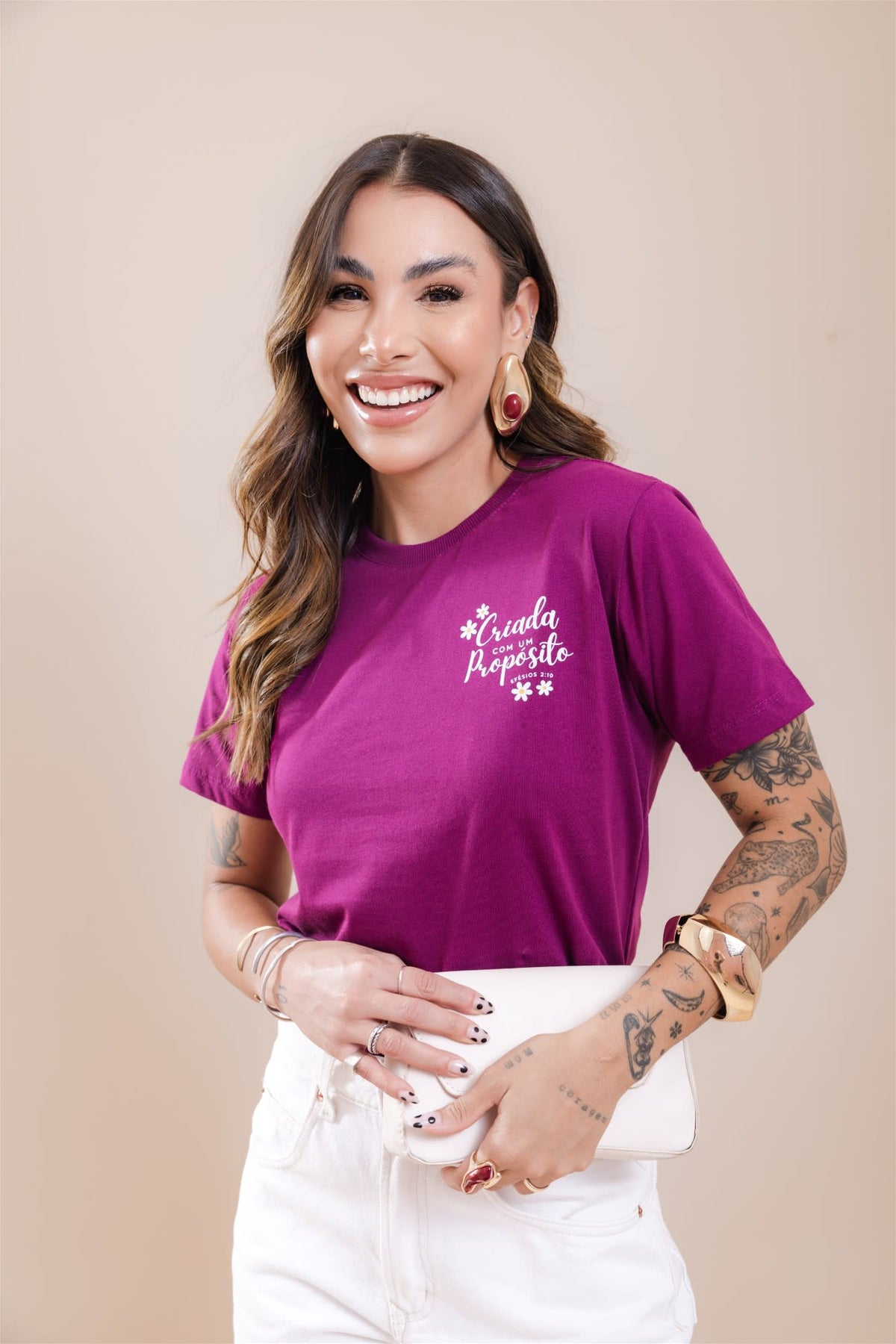T-Shirt - Criada com um propósito - Roxo
