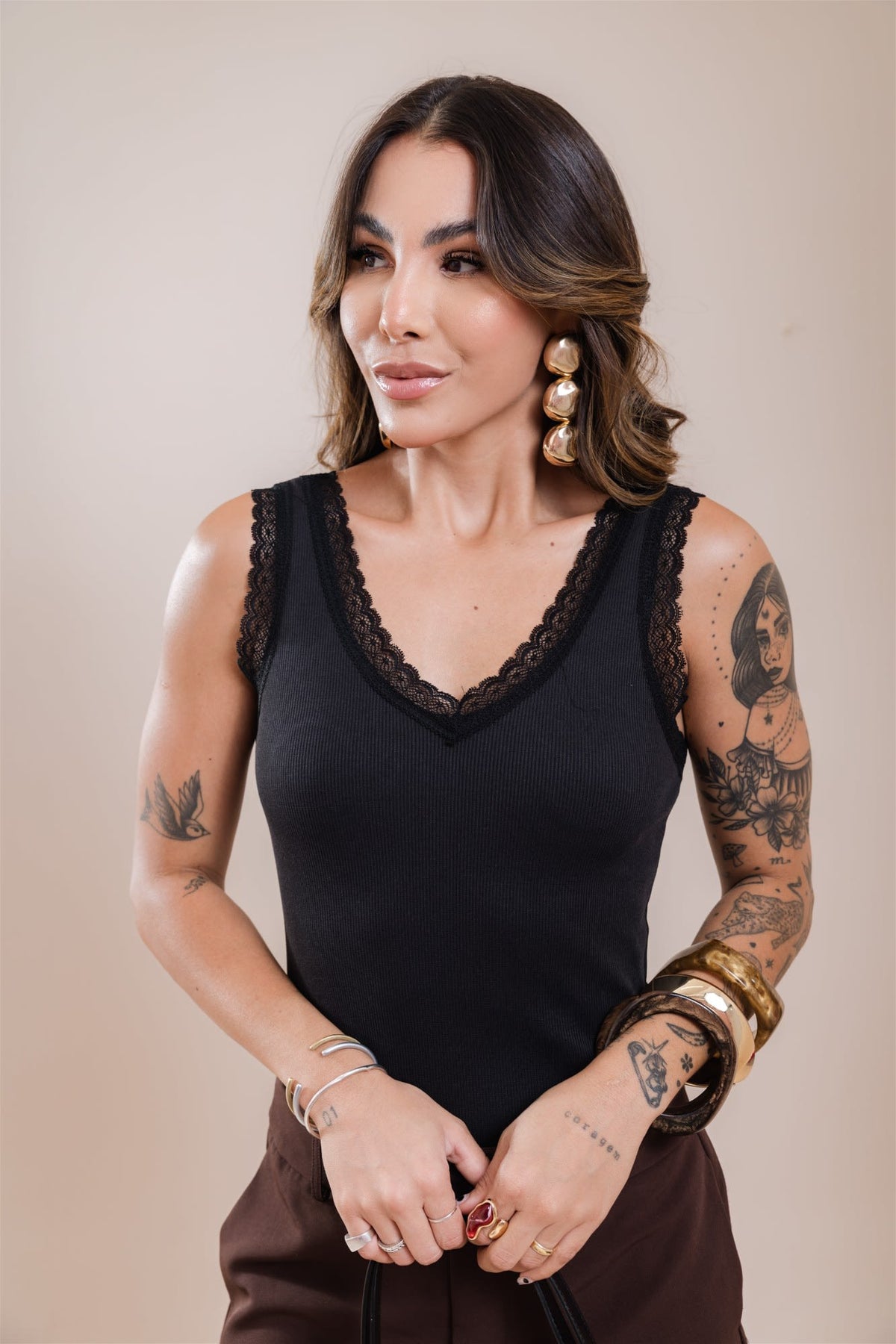 Regata com Renda - Preto