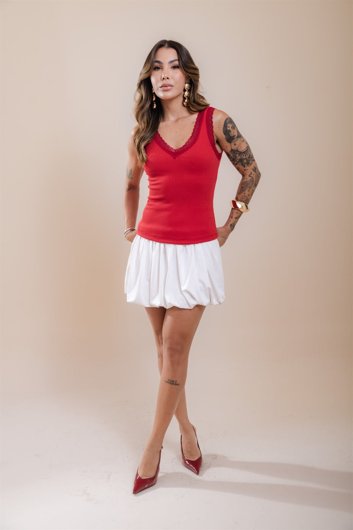 Regata com Renda - Vermelho