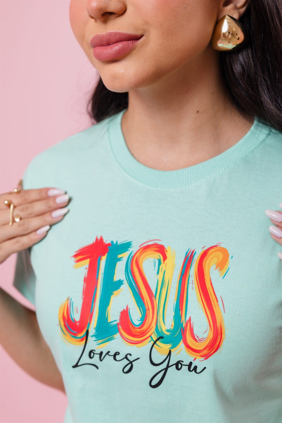 T-Shirt - Jesus loves you - Verde Bebê