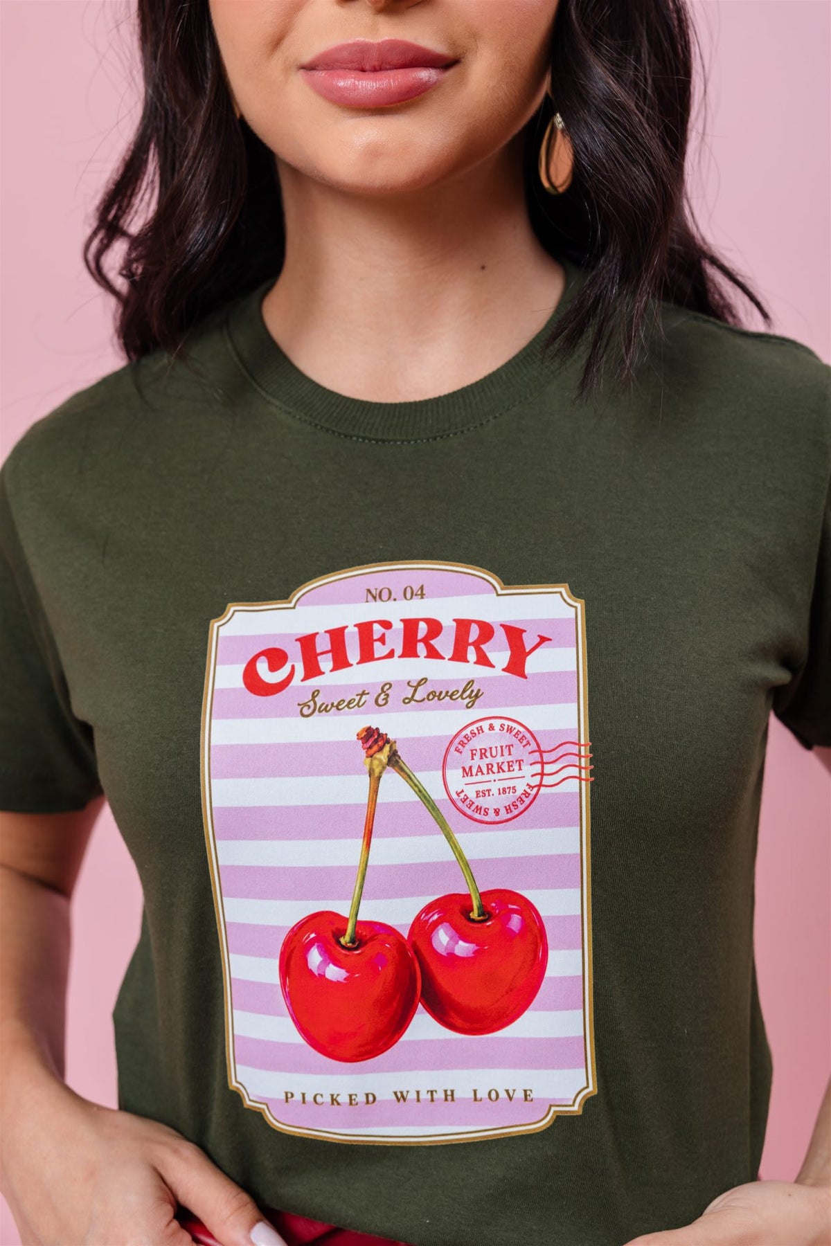 T-Shirt - Cerejas - Verde Musgo