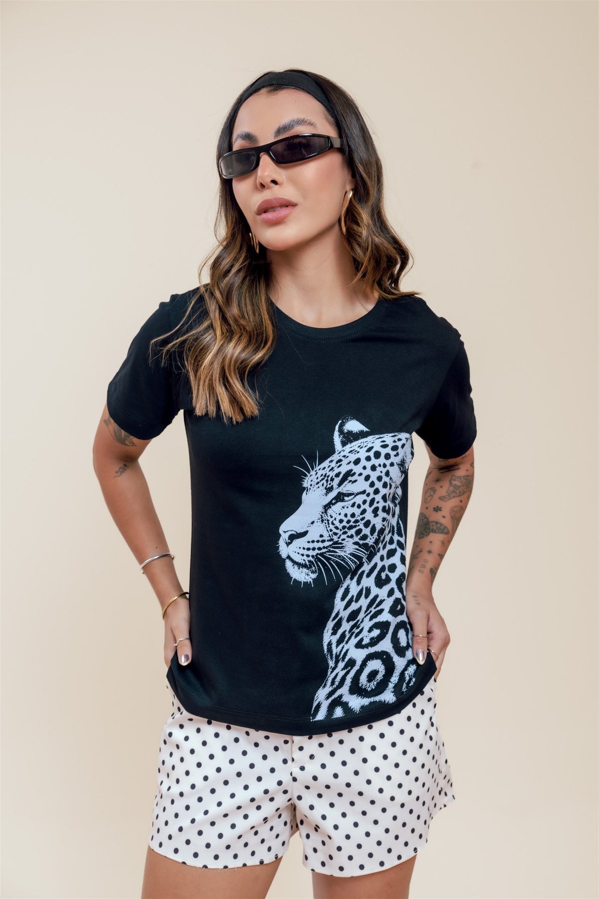 T-Shirt - Leopardo - Preto