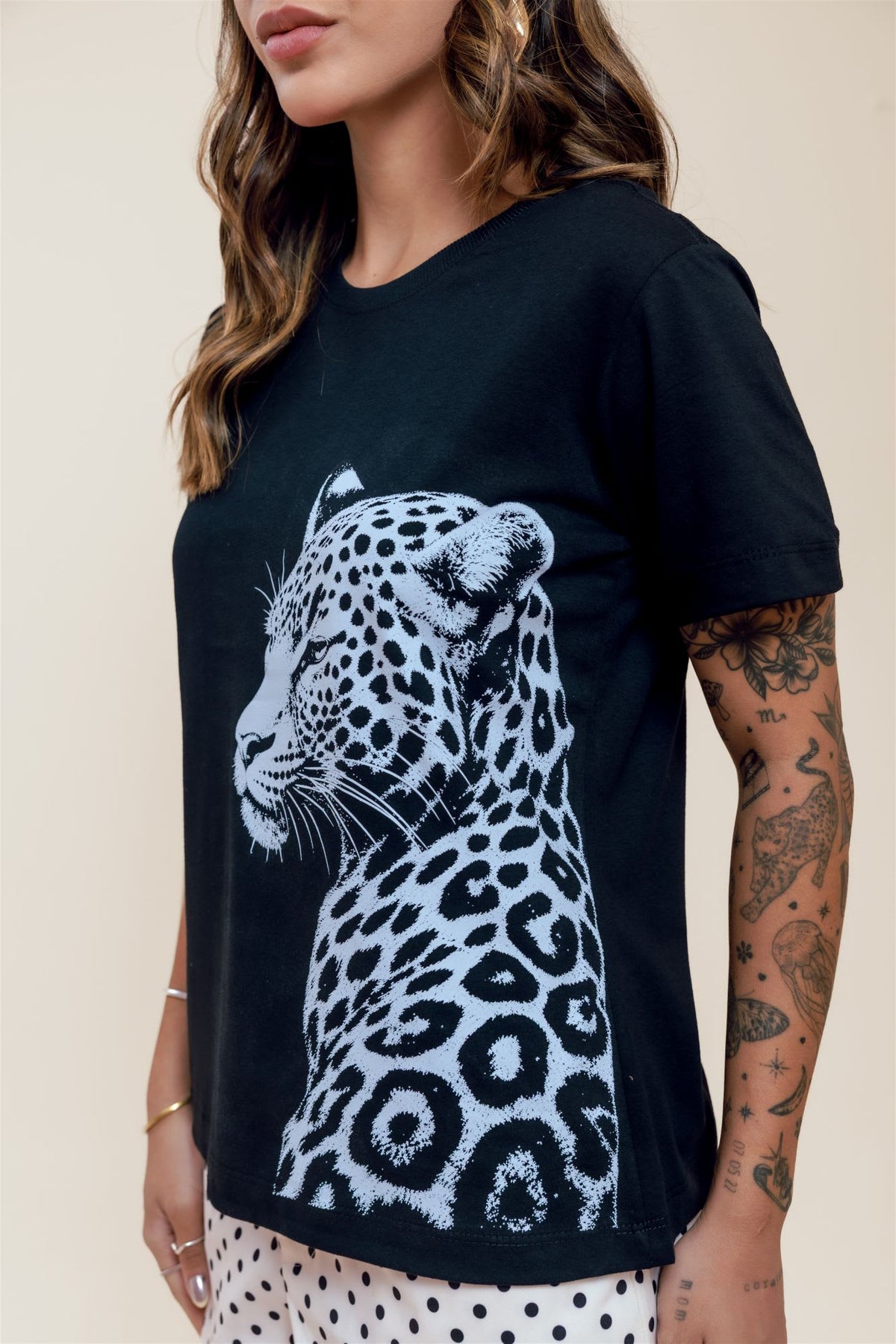 T-Shirt - Leopardo - Preto