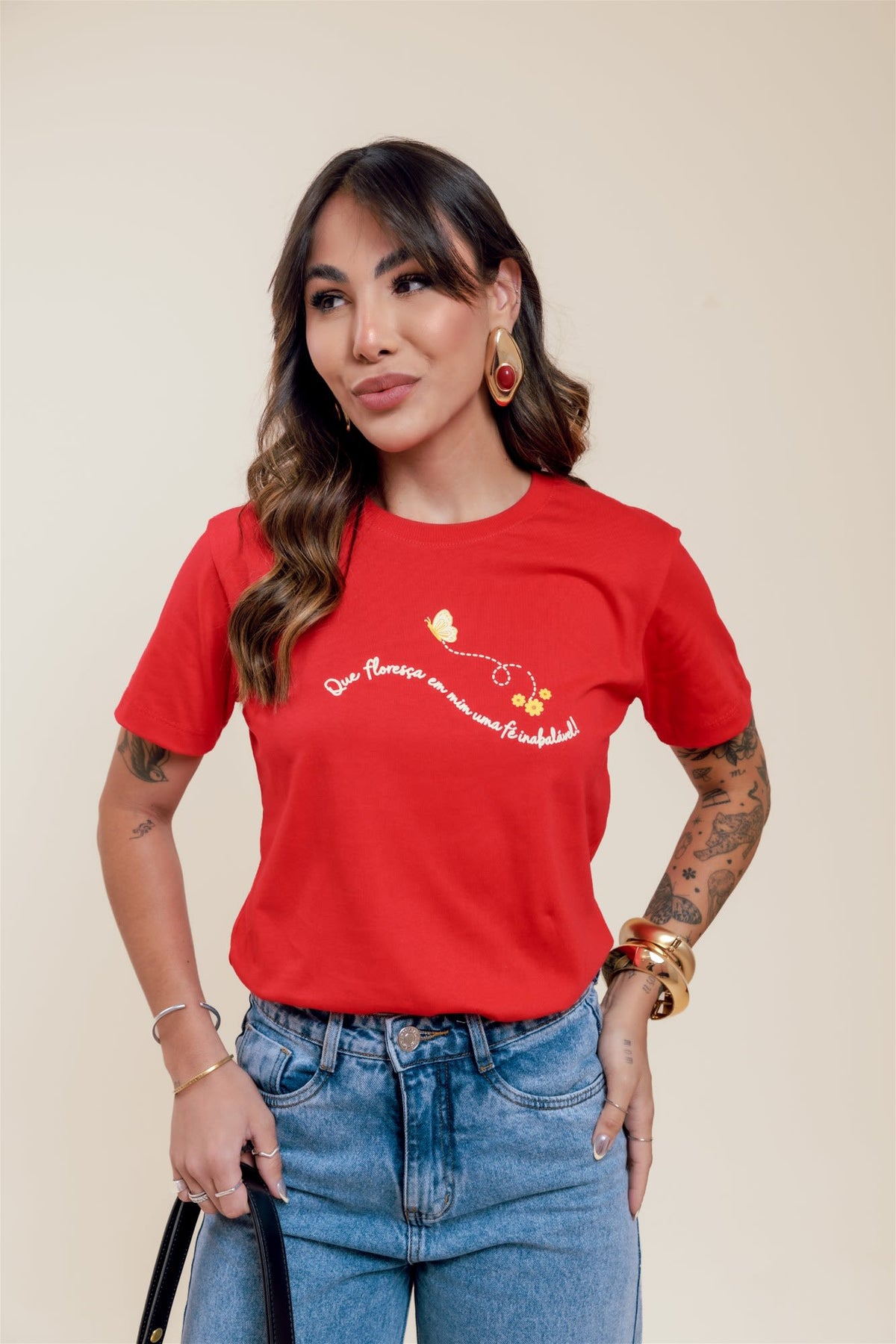 T-Shirt - Fé Inabalável - Vermelho