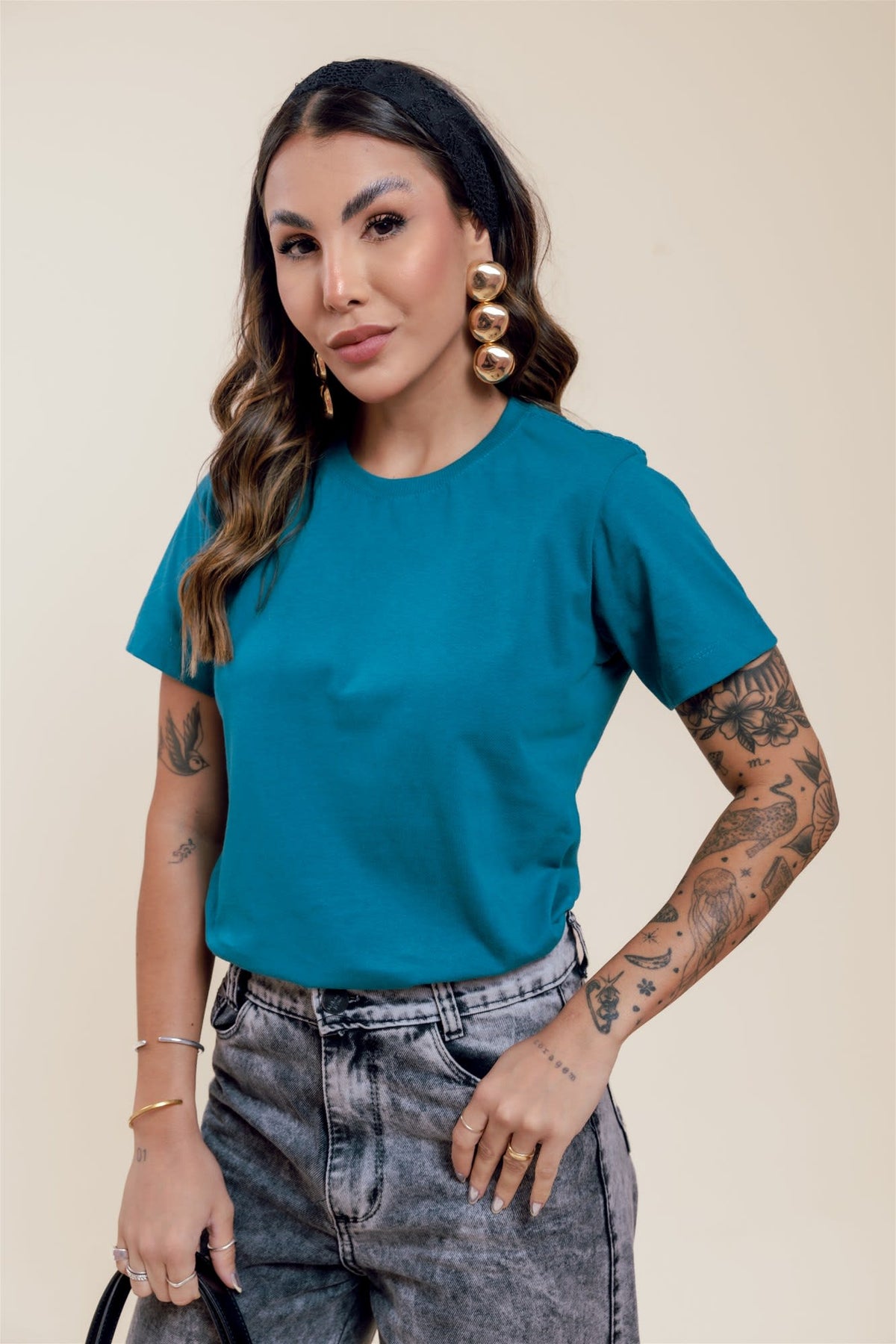 T-Shirt - Básica - Azul Petróleo