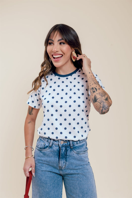 Poá Tshirt - OFF com Marinho