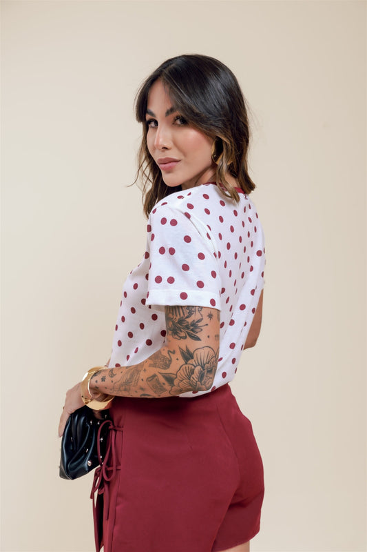 Poá Tshirt - OFF com Marsala