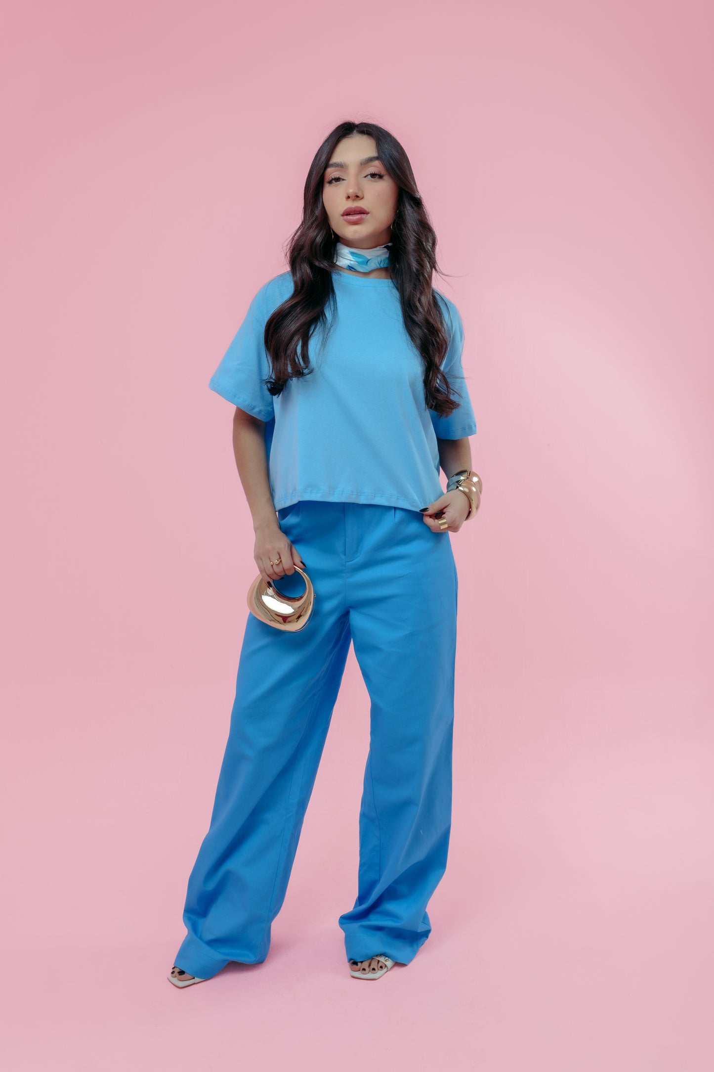 Cropped Oversized - Básico - Azul Bebê