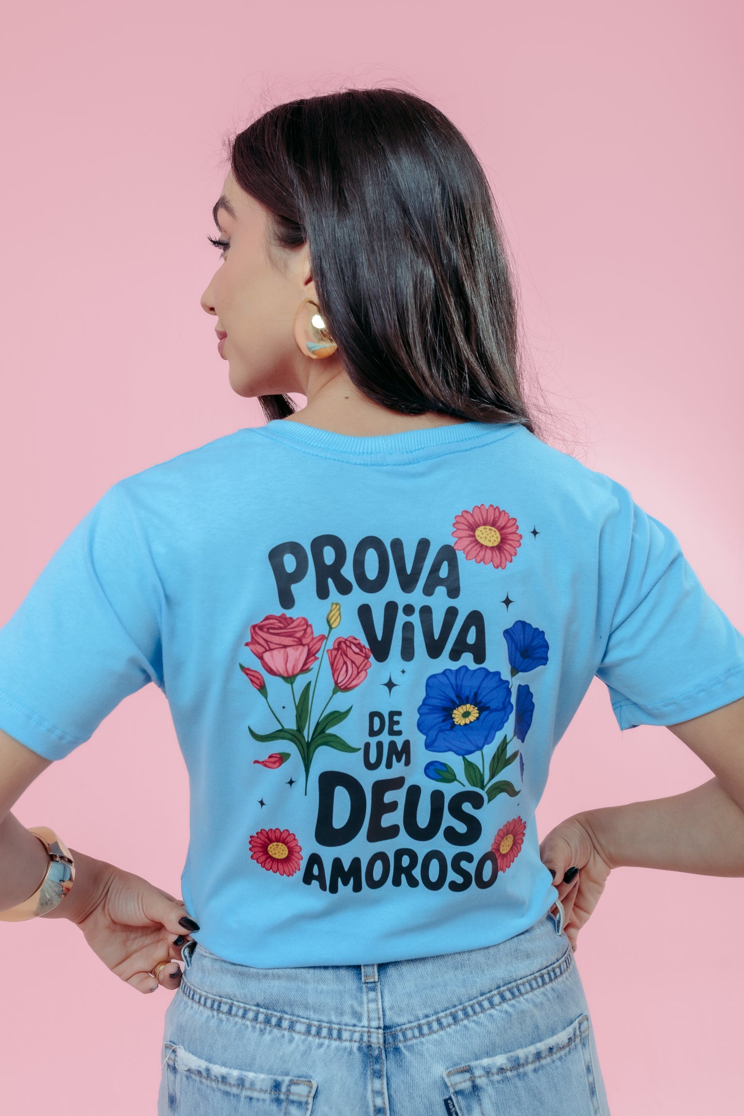 T-Shirt - Flor - Azul Bebê