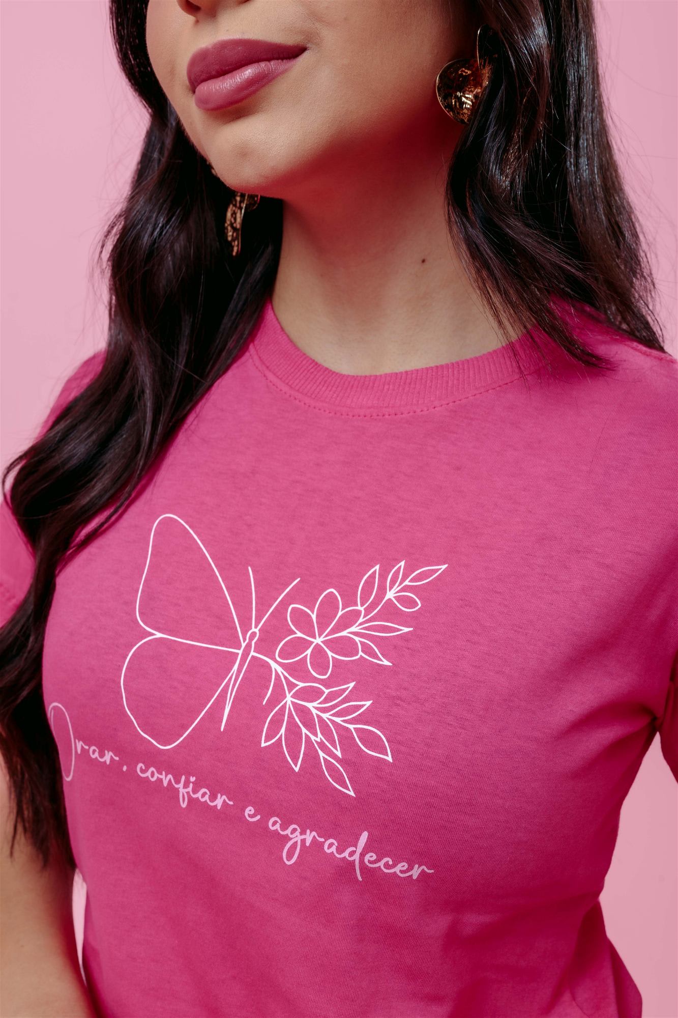 T-Shirt - Orar, confiar e agradecer - Pink
