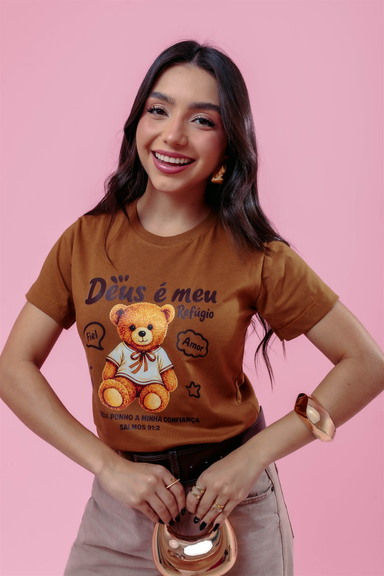 T-Shirt - Deus é meu refúgio - Marrom