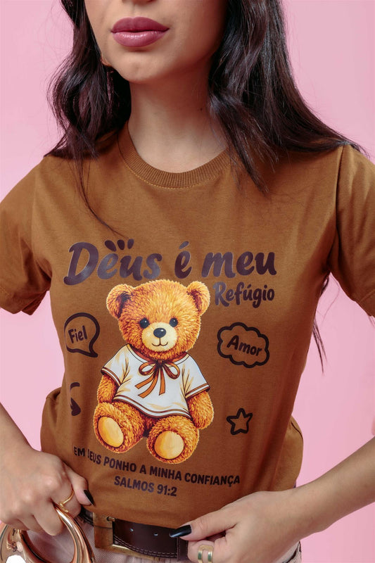 T-Shirt - Deus é meu refúgio - Marrom