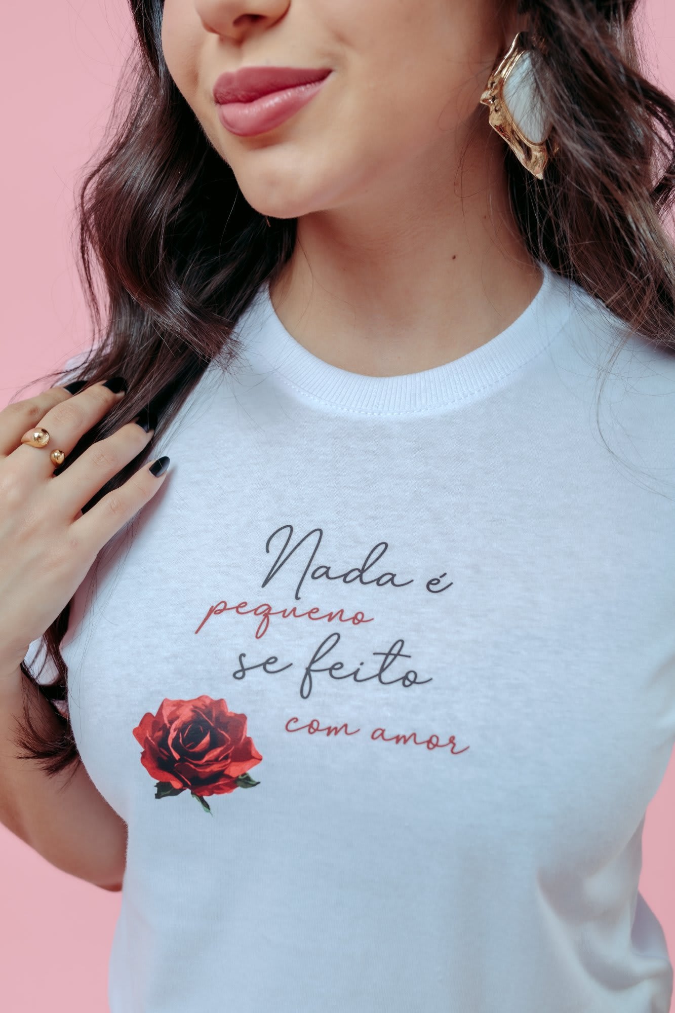 T-Shirt - Nada é pequeno - Branco (Estampa frente e costas)