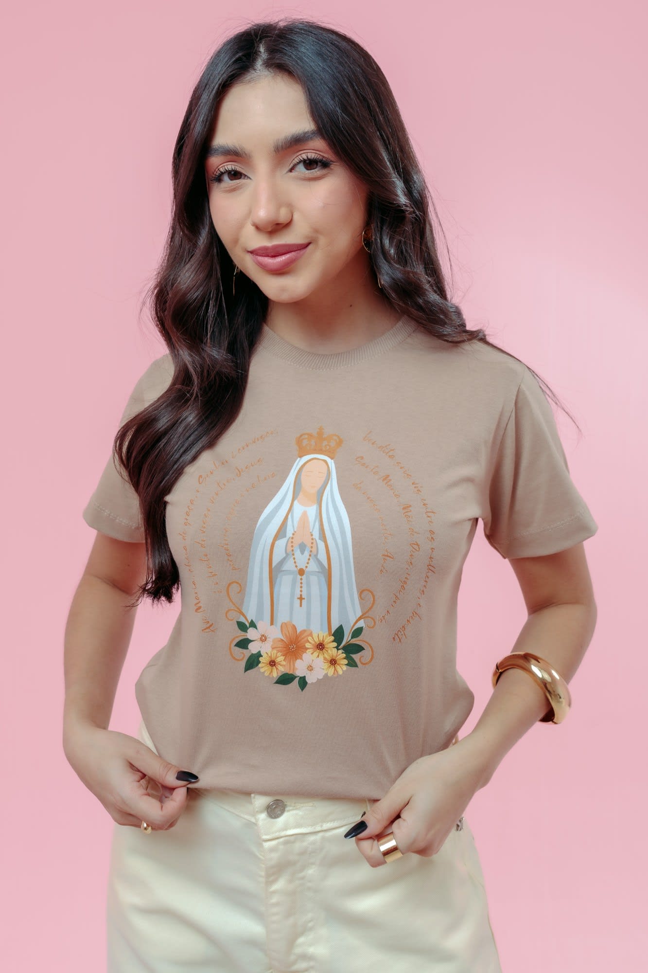 T-Shirt - Santa Maria - Marrom Duna
