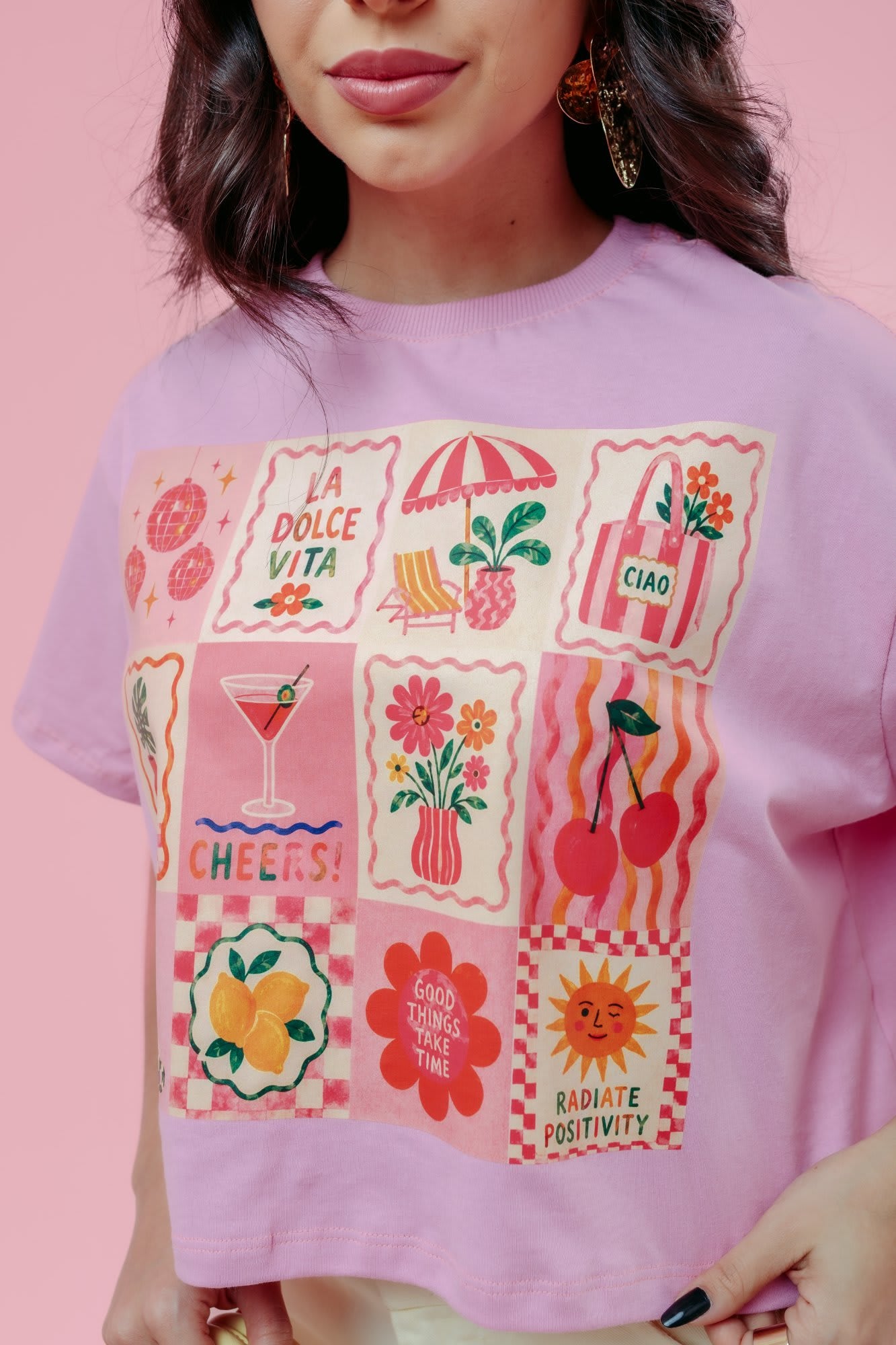 Cropped Oversized - La dolce vita - Rosa Chiclete