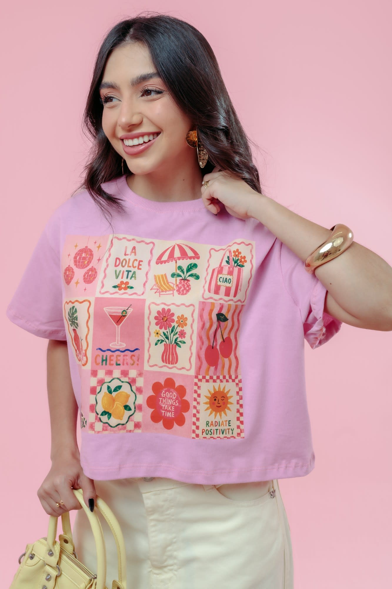 Cropped Oversized - La dolce vita - Rosa Chiclete