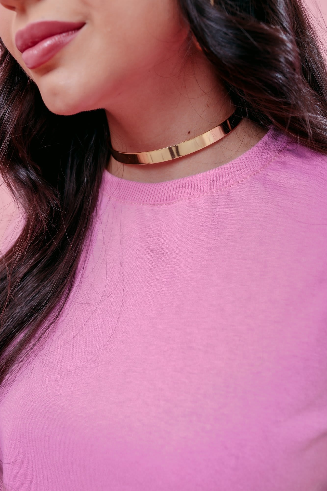 Cropped Oversized - Básico- Rosa Chiclete