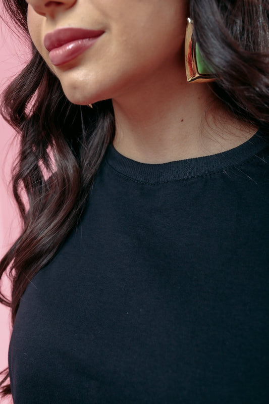 Cropped Oversized - Básico - Preto